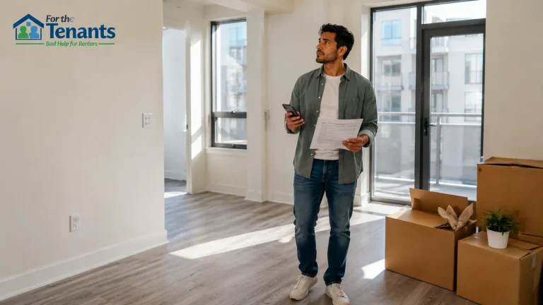 Tenant inspecting rental apartment before moving in