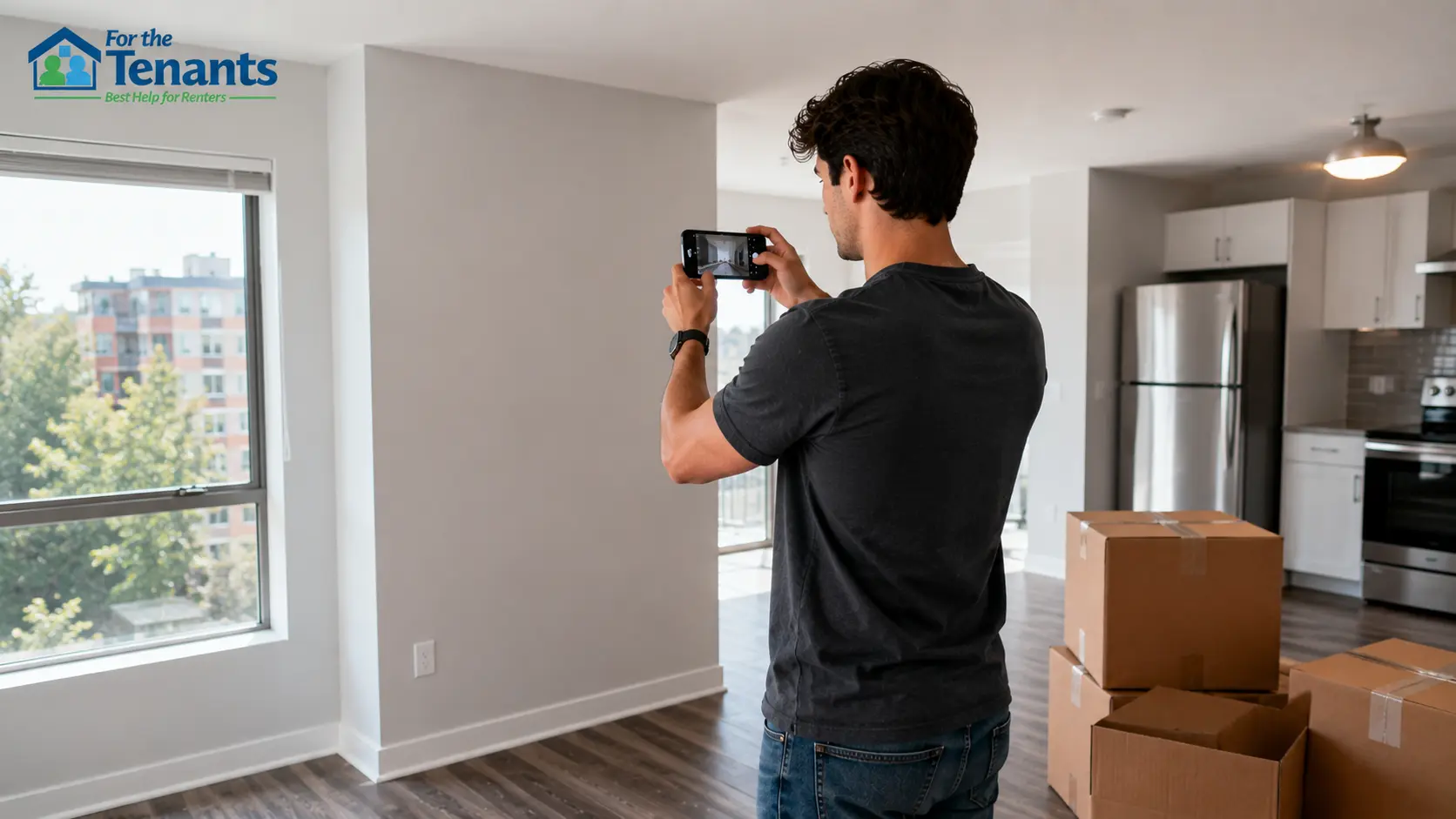 Tenant documenting apartment condition before moving in