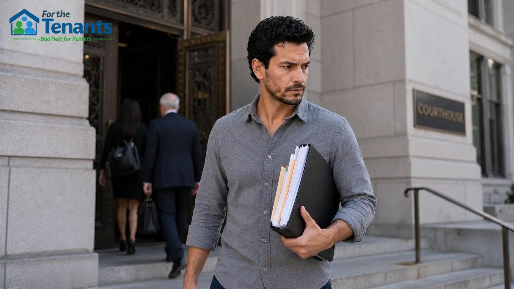 Tenant attending eviction court hearing