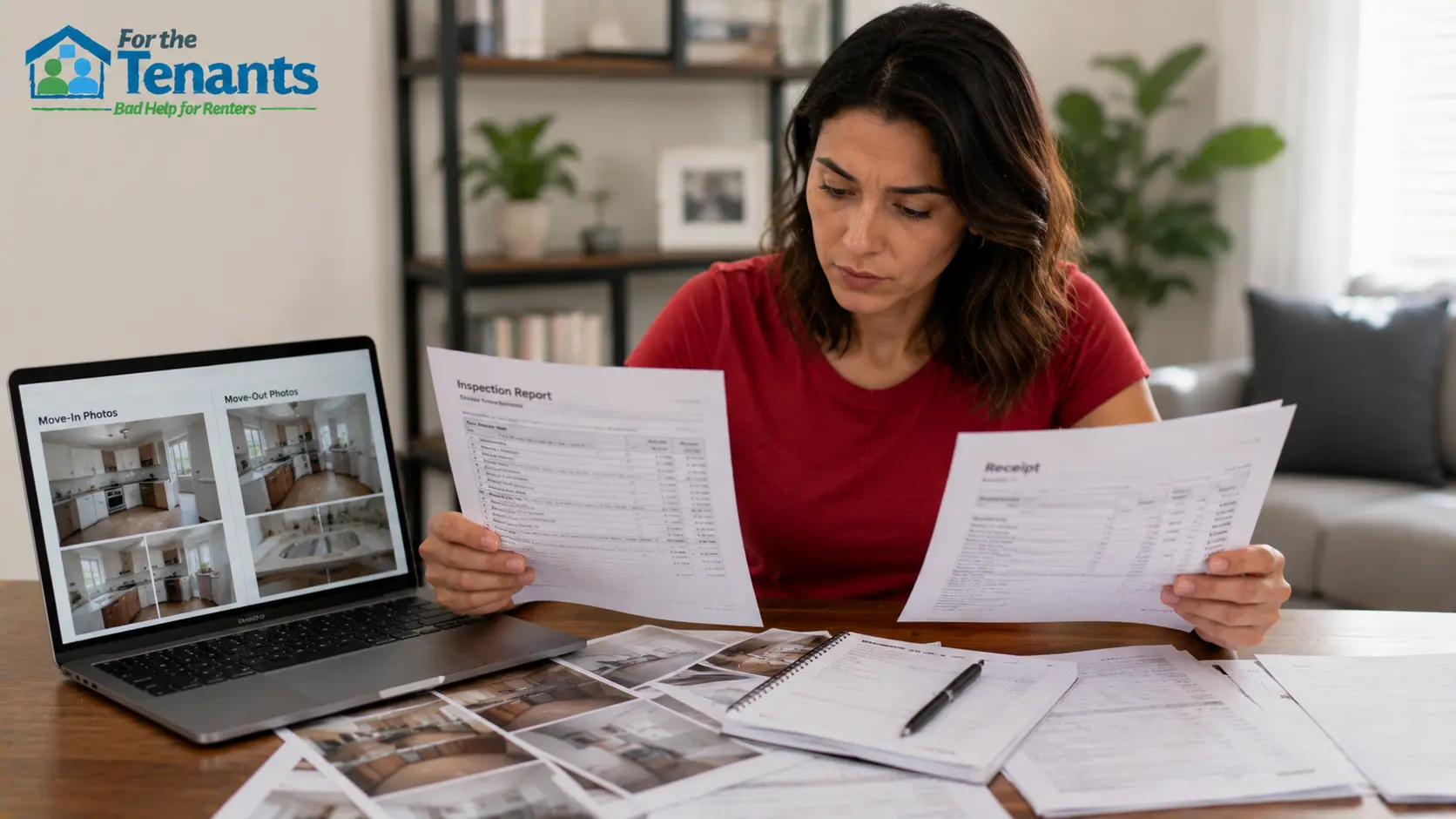 Tenant comparing evidence for a deposit dispute