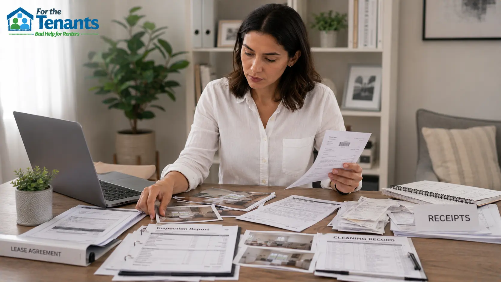 Tenant preparing evidence for a deposit dispute