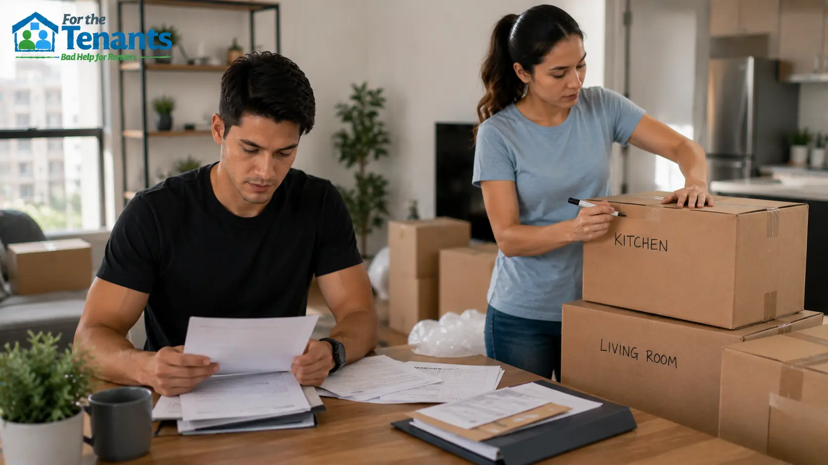 First-time renters moving into a new apartment