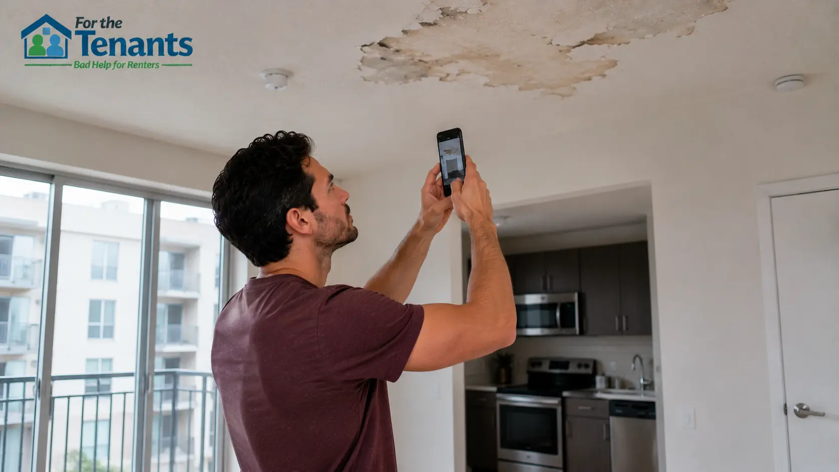 Tenant documenting repair evidence for landlord dispute