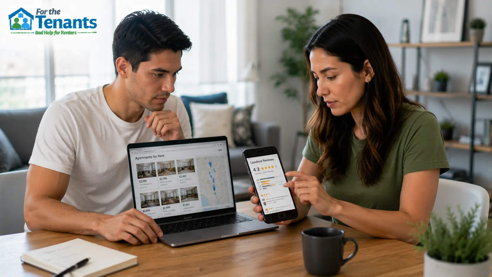 Renters researching landlord reviews before renting