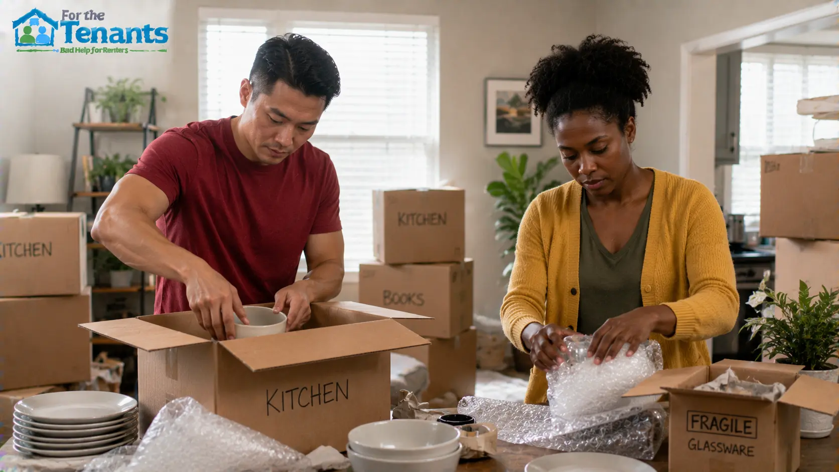 Packing belongings before moving house