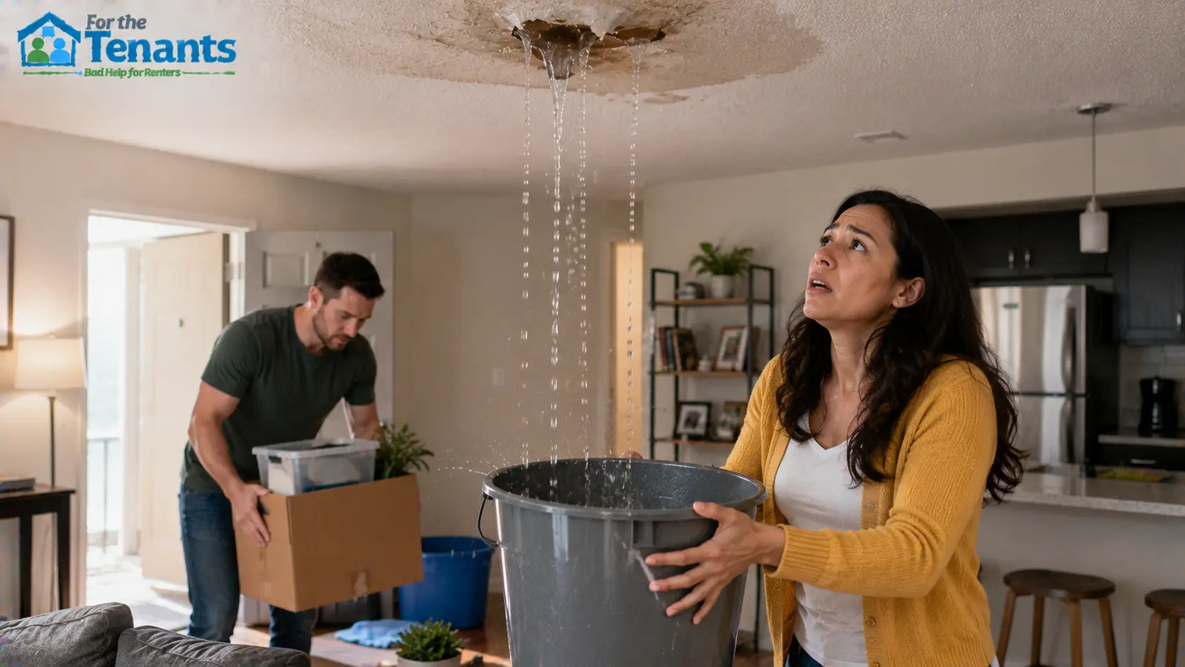 Tenants dealing with a water leak emergency