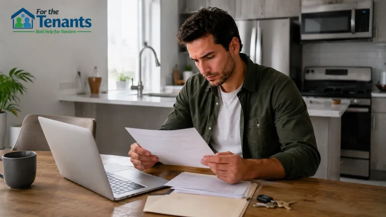 Tenant reviewing lease agreement and tenant rights
