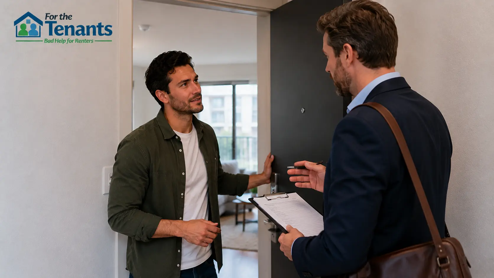 Tenant discussing property access rights with landlord
